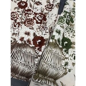 Mid Century Two Tone Floral Bamboo Curtain Panel Set - A Pair 86"